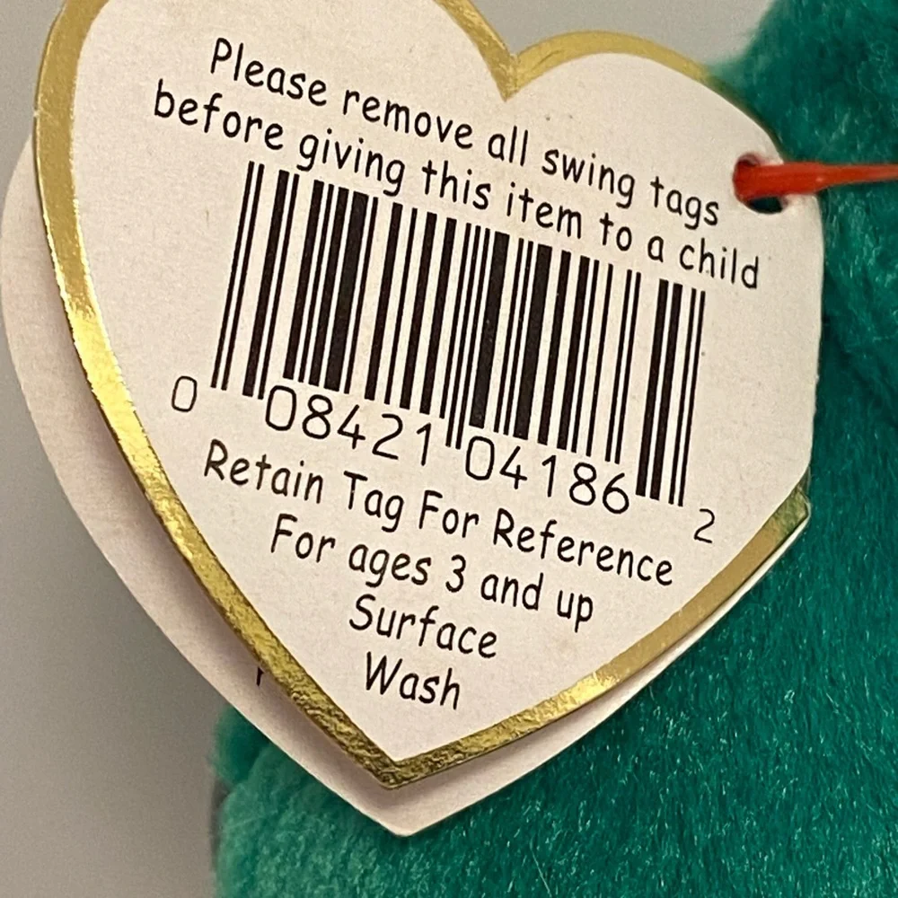 TY Erin Beanie Baby Babies Erin embroidered shamrock teddy bear 90s 1997 vintage - Picture 6 of 16